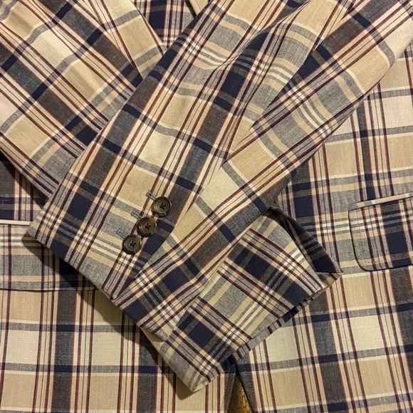 Brooks Brothers Blue and Tan Plaid Blazer - Picture 4 of 6